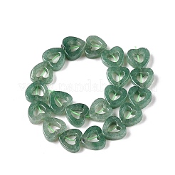 天然石グリーンアベンチュリンビーズ連売り  中空の心  10x10x3~4mm  穴：1mm  約20個/連  7.48インチ（19cm）&nbsp;G-N342-88
