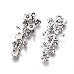 合金ペンダント  花/梅の花  アンティークシルバー  鉛フリー及びカドミウムフリー  42x19x2mm  穴：2mm&nbsp;EA11641Y