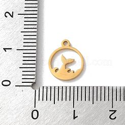 304ステンレスペンダント  フィッシュテールチャーム付きの丸型リング  ゴールドカラー  11x9x1mm  穴：1mm&nbsp;STAS-L292-03G