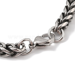 男性用304ステンレススチール製ウィートチェーンブレスレット  アンティークシルバー  8-1/2x1/4インチ（21.5x0.6cm）&nbsp;BJEW-B096-36B-AS