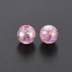 クリアクラックアクリルビーズ  ABカラーメッキ  ラウンド  ピンク  8x7mm  穴：1.8mm  約1745個/500g&nbsp;MACR-S373-66-L04