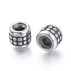 304ステンレススチールビーズ  バレル  アンティークシルバー  5.5x6mm  穴：2mm&nbsp;STAS-F243-07AS