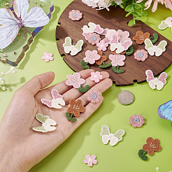 30個 6スタイルの花のコンピューター刺繍布アイロンパッチ  パッチにこだわる  マスクと衣装のアクセサリー  アップリケ  ミックスカラー  15~33x15~30x1.5~2mm  5個/スタイル&nbsp;PATC-TA0001-36A