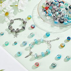 108個 2色 アクリル&樹脂&ポリマー粘土 ラインストーン ヨーロピアンビーズ  大穴ビーズ  シルバーカラーコアと  ロンデル  ミックスカラー  13.5~14x8~10mm  穴：5mm  54個/カラー&nbsp;OPDL-NB0001-16
