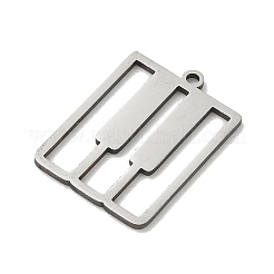 ステンレスペンダント201個  ピアノの鍵盤チャーム  ステンレス鋼色  21x15x1mm  穴：1.4mm&nbsp;STAS-B136-07P