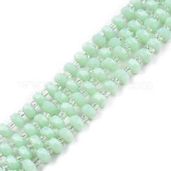 ジェイド風ガラスビーズ連売り  そろばん  ミックスカラー  4x3mm  穴：0.8mm  約146~150個/連  24.41インチ〜25.2インチ（62~64cm）&nbsp;GLAA-N052-04