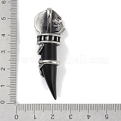 ガラスチャーム  316外科用ステンレス鋼の部品付き  ライオン  ブラック  52.5x17.5x13.5mm  穴：9.5x5mm&nbsp;STAS-E212-05AS-04