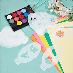 プラスチックフェイスペイントステンシル  学校のホーム パーティーのボディ フェイシャル ペインティング タトゥー ペインティング テンプレート  アニマル柄  7.5x14x0.01cm  24個/セット&nbsp;DIY-WH0304-582B
