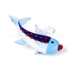 手作りランプワークビッグサイズペンダントトップ  魚のチャーム  ミックスカラー  41~42x65~71x16.5~17.5mm  穴：5~6x4.5mm&nbsp;LAMP-T025-04M