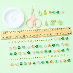 DIY ランプワーク ビーズ ブレスレット 作成キット  アクリル収納ボックス付き  はさみ  伸縮性のある糸  ミックスカラー  3mm  穴：1.5mm&nbsp;DIY-FZC0001-01B
