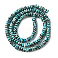 合成シルバーラインターコイズビーズ連売り  染め  ロンデル  ターコイズ  4.5x2.5mm  穴：1mm  約161個/連  15.91インチ（40.4cm）&nbsp;G-L617-E03-2x4mm