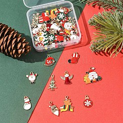 40 個のクリスマステーマ合金エナメルペンダント  カドミウムフリー＆鉛フリー  ライトゴールド  混合図形  14.5~25.5x10.5~26x1~2.5mm  穴：1.5~1.8mm&nbsp;ENAM-FS0004-19