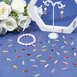 60本10色合金エナメルペンダント  稲妻  ライトゴールド  ミックスカラー  20x7x1.5mm  穴：2mm  6個/カラー&nbsp;ENAM-SC0006-77