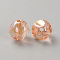メッキアクリルビーズ  ファセット  ナゲット  砂茶色  15.5x16x15.8mm  穴：2.5mm&nbsp;OACR-WH20006-01G