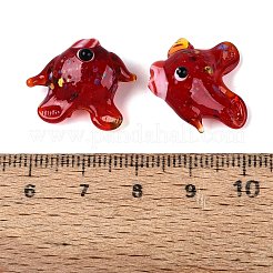 手作りランプワークビーズ  魚  クリムゾン  14.5~19x17~21.5x9~10mm  穴：1.2~1.4mm  約29~30個/連  17.32~18.50''（44~47センチメートル）&nbsp;LAMP-T023-16O