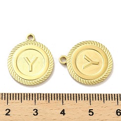 304ステンレスペンダント  フラットラウンド、文字Yチャーム付き  14KGP本金メッキ  19.5x16.5x1mm  穴：1.4mm&nbsp;STAS-L022-123G
