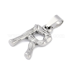 変色しない304ステンレススチールペンダント  竹風  ステンレス鋼色  文字.r  18.5x12x3mm  穴：3x7mm&nbsp;STAS-F235-01P-R