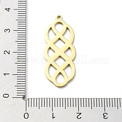 304ステンレスペンダント  レーザー切断  ノットチャーム  ゴールドカラー  32.5x13x1mm  穴：1.5mm&nbsp;STAS-D036-08G