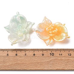 ルミナスオペーク樹脂カボション  花  グリッターパウダー付き  暗闇で光る  ミックスカラー  32.5x43.5x14mm&nbsp;CRES-L045-09