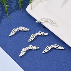 合金ビーズ  カドミウムフリー＆ニッケルフリー＆鉛フリー  ウイング  銀色のメッキ  21x6x2.5mm  穴：1mm&nbsp;PALLOY-AD49079-S-FF