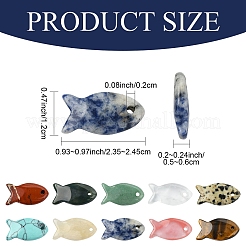 10 個 10 スタイル天然 & 合成混合宝石ペンダント  魚のチャーム  23.5~24.5x12x5~6mm  穴：2mm  1個/スタイル&nbsp;G-YW0002-80