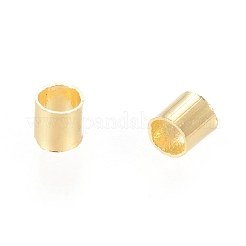 カドミウムフリー＆ニッケルフリー＆鉛フリー真鍮つぶし玉  チューブ  ゴールドカラー  2x2mm  穴：1.5mm&nbsp;E003-G-NF