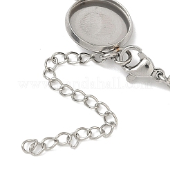304ステンレススチールブレスレットの製作  丸皿付き  フラットラウンド  変色しない  ステンレス鋼色  トレイ：12mm  6.65インチ（16.9cm）&nbsp;STAS-B126-03P