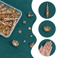 72 個 9 スタイル真鍮ビーズキャップ  24KGP本金メッキ  7.5~40.5x8.5x1mm  穴：1~2mm  8個/スタイル&nbsp;FIND-AR0005-37