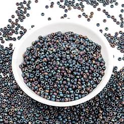 MIYUKIラウンドロカイユビーズ  日本製シードビーズ  （rr401fr）マットブラックab  8/0  3mm  穴：1mm  約422~455PCS /ボトル  10 G /ボトル&nbsp;SEED-JP0009-RR0401FR