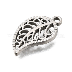 304ステンレスペンダント  リーフチャーム  変色防止  ステンレス鋼色  20.5x11x2mm  穴：1.6mm&nbsp;STAS-Q362-08B-P