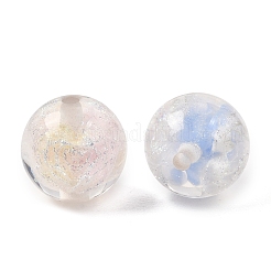 透明樹脂ビーズ  バラの花の丸い  グリッターパウダー付き  ミックスカラー  16~16.5mm  穴：2.5mm&nbsp;RE-CBA5A76-17