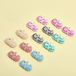 14色の食品グレードの環境に優しいシリコンビーズ7個。  タツノオトシゴ  ミックスカラー  35x21x9.5mm  穴：2mm  2個/カラー&nbsp;SIL-CA0002-29