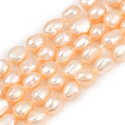天然養殖淡水パールビーズ連売り  研磨両側  グレード4 A  桃パフ  6~7mm  穴：0.6mm  約44~45個/連  13.39''~13.58''（34~34.5センチメートル）&nbsp;PEAR-P064-20I-03B-01