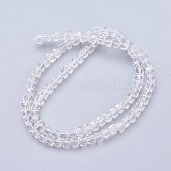 ガラスビーズ連売り  多面カット  キューブ  透明  4~5x4~5x4~5mm  穴：1mm  98~100個/連  40~43cm&nbsp;GLAA-R041-4x4mm-24
