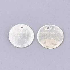 カピスシェルペンダント  フラットラウンド  ホワイトスモーク  17~18x0.5~1.5mm  穴：1.2~1.4mm&nbsp;SHEL-S274-71C