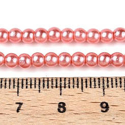 ベーキングペイント、ガラスパールビーズの連  パールカラーの  ラウンド  鮭色  3~4mm  穴：0.5mm  約195個/連  23.6インチ&nbsp;X1-HY-Q003-3mm-77-A