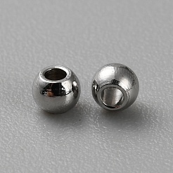 ステンレススチールビーズ  ラウンド  ステンレス鋼色  3x2.5mm  穴：1mm&nbsp;STAS-WH0033-54B-P