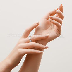 女性用天然パールビーズストレッチ指輪 1個  貝殻色  usサイズ7 1/4(17.5mm)&nbsp;RJEW-AN0001-02