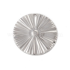 変色しない201ステンレススチールペンダント  フラットラウンドのチャーム  ステンレス鋼色  25x1mm  穴：1.5mm&nbsp;STAS-J401-VC787