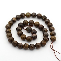 カット加工天然のブロンザイトラウンドビーズ連売り  6mm  穴：1mm  約31個/連  7.5インチ&nbsp;G-M272-07-6mm