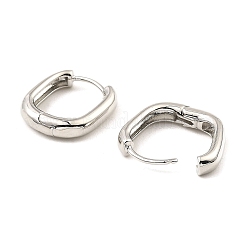 真鍮製フープピアス  オーバル  プラチナ  18x16x4mm&nbsp;EJEW-I289-15P