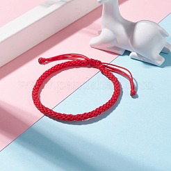 ナイロン編組コードブレスレット  女性のための調節可能な幸運な友情のブレスレット  レッド  内径：2~3インチ（5~7.5cm）&nbsp;BJEW-JB07595