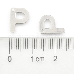 変色しにくい304ステンレススチールの文字チャーム  文字.p  11x8.5x0.8mm  穴：1mm&nbsp;LS-STAS-O072-P
