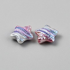 プリント樹脂ビーズ15個  スター  グリッターパウダー付き  カラフル  15x16x6mm  穴：1.8mm&nbsp;RESI-CJC0006-036A