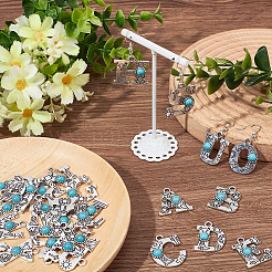DIYイニシャルアルファベット合金ダングルイヤリング製作キット  アンティークシルバー  5~30x5~25x0.8~5mm  穴：1.5~3mm  ピン：0.7mm&nbsp;DIY-SC0024-99