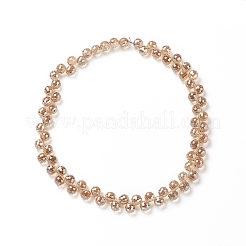 透明ガラスビーズ連売り  トップ掘削  ファセット（96ファセット）  ラウンド  バリーウッド  9mm  穴：1.5mm  約71~72個/連  17.13~17.32インチ（43.5~44cm）&nbsp;GLAA-G096-01G