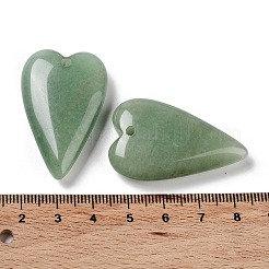 天然石グリーンアベンチュリンペンダント  ラブハートチャーム  38.5~39.5x25~25.5x9mm  穴：1.8mm&nbsp;G-D087-02F
