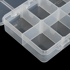 （不良品処分セール：黄ばみ）8グリッドプラスチックオーガナイザー収納ボックス  長方形  透明  17.8x10.8x3cm&nbsp;CON-XCP0002-71