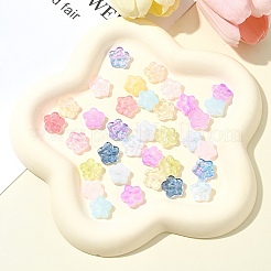 ベーキングペイントガラスビーズ30個  花  ミックスカラー  12.5x13x4.5mm  穴：1.2mm&nbsp;GLAA-FS0001-97H