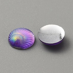オペーク樹脂カボション  模造シェル  ABカラー  半円/ドーム  紫色のメディア  9.5x3.5mm&nbsp;LS-CRES-WH0010-044B